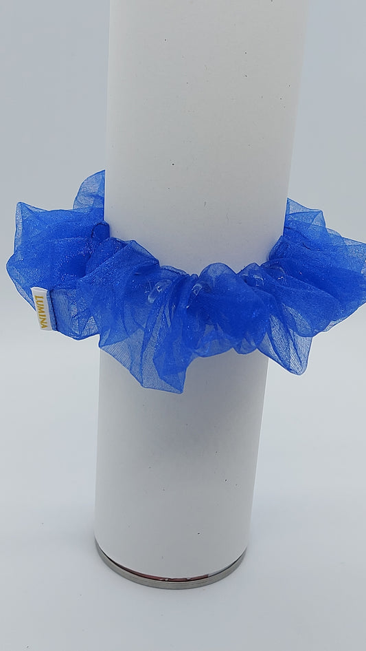 Organza Scrunchie, Blau, Haargummi Haarband Zopfband