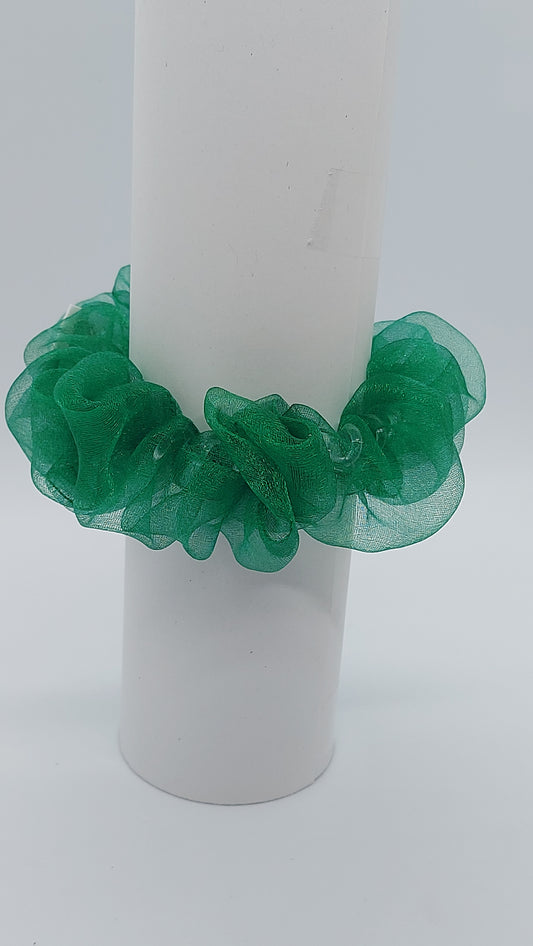 Organza Scrunchie, Grün, Haargummi Haarband Zopfband